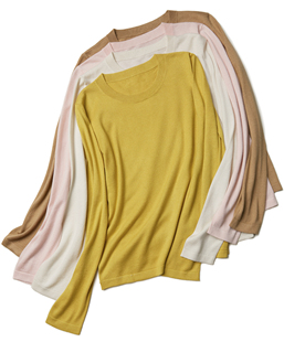 lemaer乐玛尔法单cashmere&silk低圆领纯色真丝羊绒打底套衫