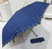 日本伞星星刺绣ins黑胶三折伞折叠遮阳伞超强防晒超轻细晴雨两用