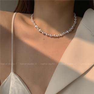异形珍珠项链~巴洛克复古高级感锁骨，链韩国2024春季颈链