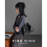 Vibe Ring/极简褶皱饺子包 高级感头层牛皮链条腋下包单肩斜挎包