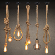 麻绳吊灯单头吧台奶茶服装店铺咖啡餐厅复古工业风创意个性灯具