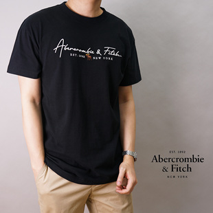 美国abercrombiefitch男士af夏季刺绣宽松柔软全棉，圆领短袖t恤