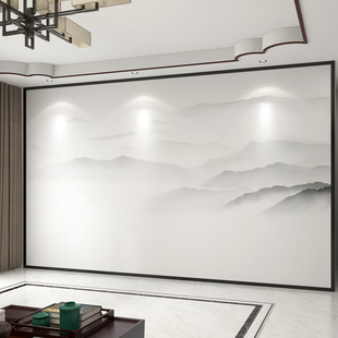 定制壁布3d现代中式山水，电视背景墙壁纸客厅，装饰墙纸影视墙布壁画