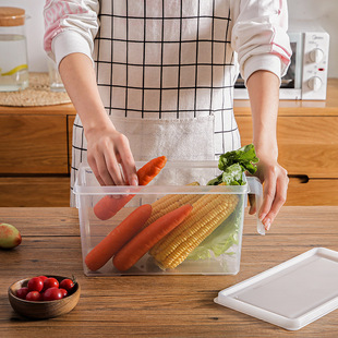 日式厨房冰箱多功能带手柄塑料保鲜盒可叠加带盖密封收纳盒储物