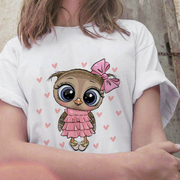 owl cute t-shirts猫头鹰可爱短袖T恤女夏款宽松设计感小众圆领