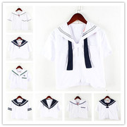 中古日本学院正统jk夏服服外套日制学生白色，水手服海军领长短袖2
