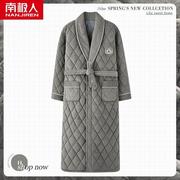 南极人睡袍男士睡衣冬季三层加厚加绒长款珊瑚绒夹棉，浴袍秋冬保暖