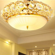 金色圆形水晶吸顶灯欧式客厅卧室，玄关过道门厅灯，简约阳台灯饰灯具