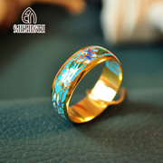 爱沙尼亚俄罗斯925纯银戒指，复古鎏金指环男女，情侣婚戒礼物4022