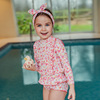 Happyology英国女童分体式泳衣套装泳帽发带女宝宝泳衣泳裤两件套