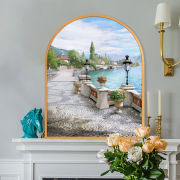 地中海风景拱门形装饰画，假窗户法式轻奢电表箱遮挡挂画浴室防水画