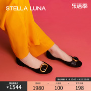 STELLA LUNA女鞋春夏单鞋复古毛呢布时尚扣饰气质浅口平底鞋