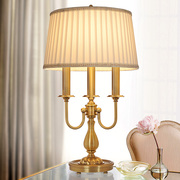 时尚轻奢三灯架铜台灯欧式创意，浪漫铜灯现代床头灯客厅装饰美式