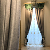 美式风格意大利绒墨绿色灰色，拼接窗帘定制北欧客厅飘窗卧室窗帘布