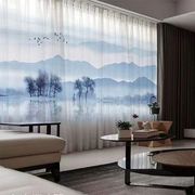现代新中式水墨山水画风景客厅，书房高档卧室名宿，窗帘禅意纱帘窗纱