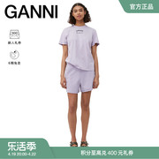 GANNI女装 字母logo款淡紫色圆领短袖休闲T恤衫 T3678878