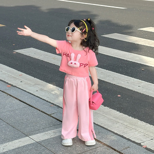 女童夏装2024洋气套装儿童衣服宝宝运动服夏季休闲短袖两件套