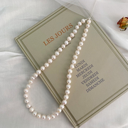 阿施琦7.5-8.5mm白色淡水珍珠，项链女强光天然带螺纹，送妈妈婆婆