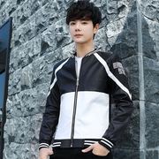 秋冬男士皮衣夹克外套，韩版青年短款立领棒球服皮茄克衫帅气机车衣