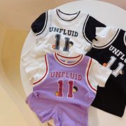 宝宝运动套装亲子家男童中小童夏季儿童短袖薄款篮球服两件套
