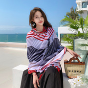 旅游度假海滩沙漠围巾，女棉麻纱巾防晒披肩两用海边沙滩巾拍照丝巾