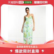 香港直邮潮奢 ASOS 女士smudge 设计背心网纱长款印花腰带连衣裙(