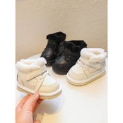 宝宝棉鞋冬季加绒软底保暖1-3岁雪地靴加厚皮面儿童学步防滑棉靴