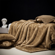 高端奢华毛毯被子冬季特厚保暖仿皮草盖毯多功能双人沙发毯办公毯