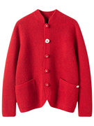 2024龙年樱桃红色羊绒衫毛衣女(毛，衣女)秋冬款欧货，手工扣加厚保暖开衫外套