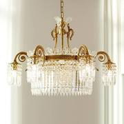 欧式全铜水晶吊灯法式轻奢别墅客厅餐厅门厅卧室奢华创意灯具