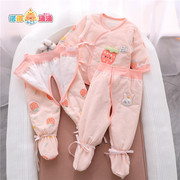 0一3个月2婴儿衣服新生宝宝，薄棉包脚连脚，分体套装1岁a类棉衣冬装