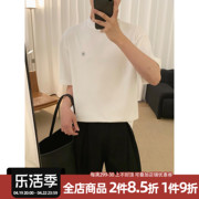 阿茶与阿古简约花朵短袖男夏季潮牌高级设计感纯棉休闲t恤上衣