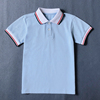 儿童校服夏装小学生班服棉，学院风园服男童女童蓝色，短袖t恤polo衫