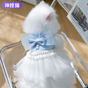 猫咪衣服夏季薄款小幼猫猫布偶猫蓝猫加菲宠物防掉毛公主裙子夏天