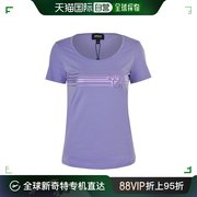 香港直邮armanijeans阿玛尼牛仔，浅紫色棉氨纶女装夏季修身上衣