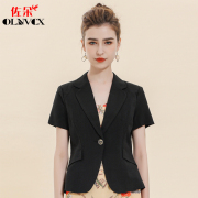 黑色短款小西装薄外套女夏季职业装工作服前台韩版西服高级感上衣