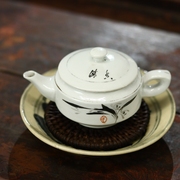 潮汕七八十年代手绘墨兰，老瓷器茶壶泡，茶壶水壶公道壶功夫茶具