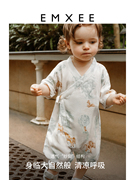 嫚熙宝宝衣服春夏季纱布，款短袖和尚，服新生婴儿连体衣0-9-12月哈衣