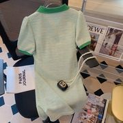 绿色短袖小香风polo连衣裙女夏季2023法式高级感轻奢翻领裙子
