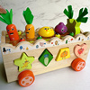 儿童木制果蔬育儿盒，几何形状配对拔萝卜抓虫多功能智力盒益智玩具