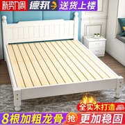 经济家具简约出租床1.8米双人床现代储物高箱床实木床白色双人床