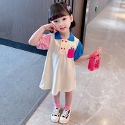 女童连衣裙夏季2024韩版洋气短袖休闲运动纯棉女宝宝宽松裙子