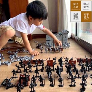 网红儿童古代士兵军事战争遗产模型火柴人战争的玩具套装男孩礼物