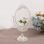 欧式复古公主镜子化妆镜女台式桌面大号金属，高清双面镜仿古铜镜