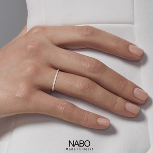 NABO 925纯银戒指满天星彩金满钻细圈排钻叠戴细女款钻戒食指戒指
