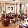 欧式真皮沙发美式实木雕花头，层牛皮大小户型123组合客厅别墅家具