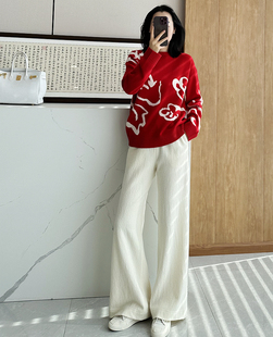 时尚巴黎的老店 新年BI入 太美了 宽松羊绒衫 红色龙年毛衣 C2580