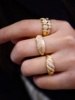 18k交织手工拉丝钻石戒指指环，金镶嵌(金镶嵌)珠宝，真金真钻证书复检