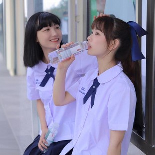 泰国泰式校服jk制服女学院风短袖衬衫，高中学生毕业班服合唱服套装