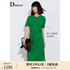 idpan女装品牌夏季时尚修身显瘦高级感风琴褶设计短袖连衣裙